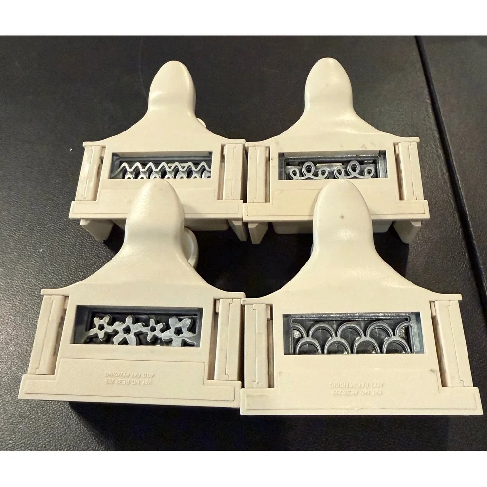 Martha Stewart Edge Punch Set Cream Floral Scallop Geometric 4pc Scrapbook Art